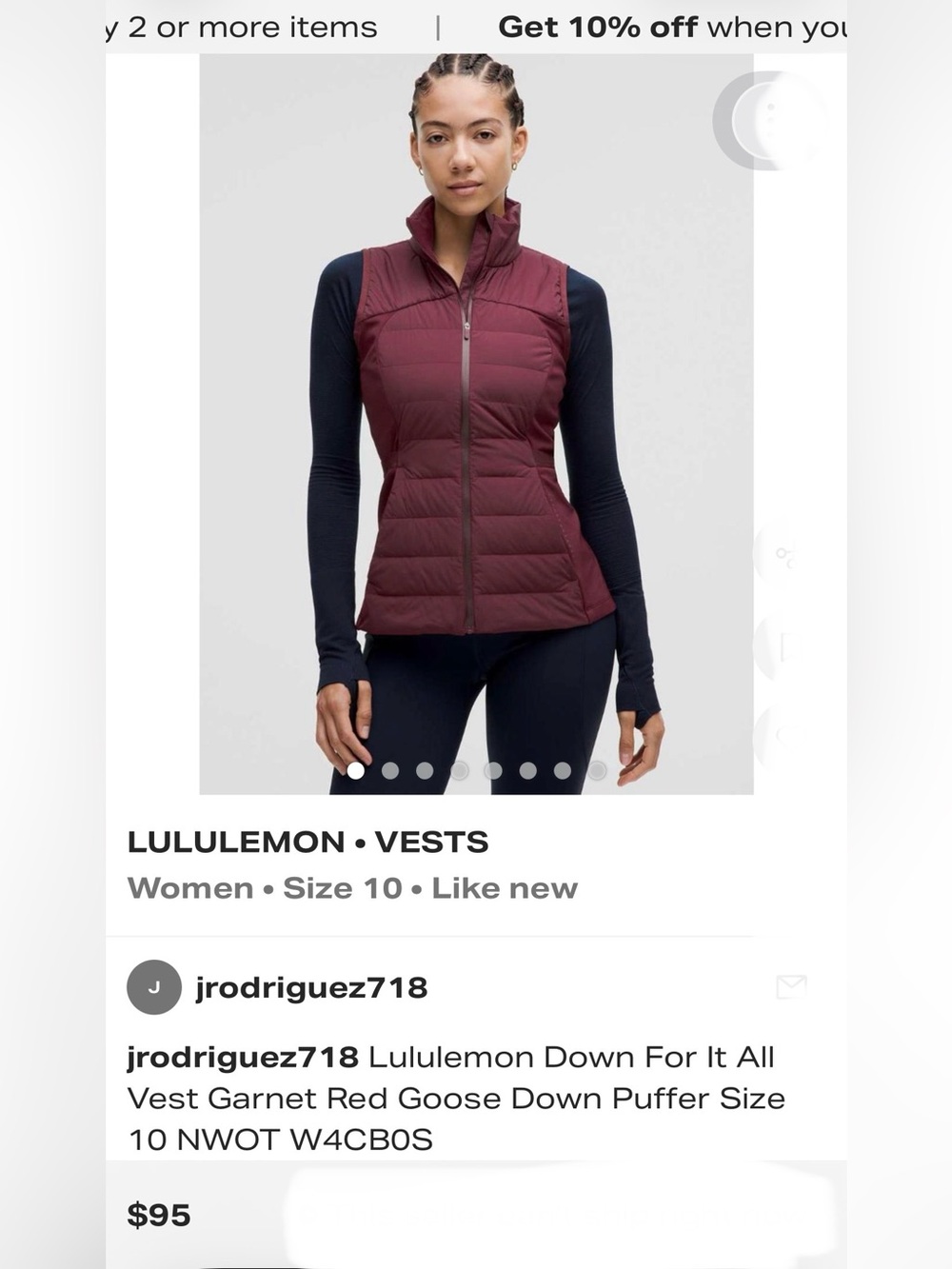 Lululemon Down For It All Vest features quilted down panels and technical fleece